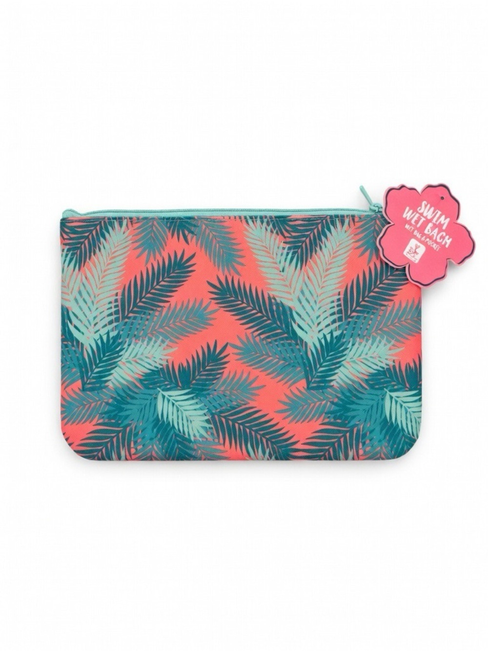Beach Lease Tropical Print Wristlet Pouch - Coral & Teal - Picture 2 of 4